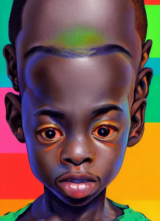 Image similar to colourful upper half portrait of an african boy - art by tenmyouya hisashi, highly detailed, digital painting, illustration, smooth, sharp focus, intricate, symmetry, pinterest, behance, artstation