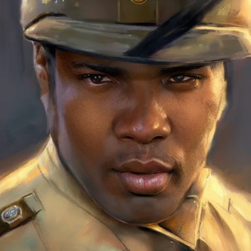 Prompt: Mohammed Ali as a soldier, closeup character art by Donato Giancola, Craig Mullins, digital art, trending on artstation