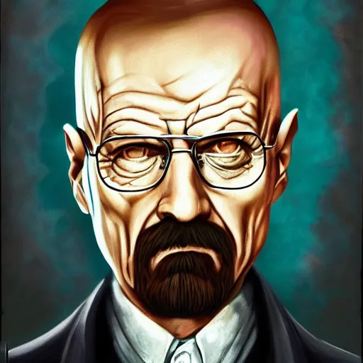 Prompt: ultra realistic portrait painting of walter white in don't starve, 4 k, ultra realistic, highly detailed, epic lighting