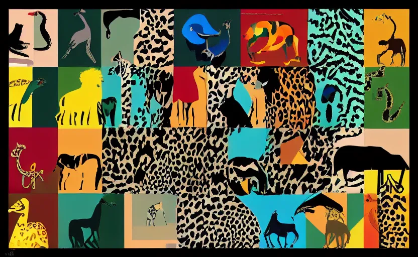 Prompt: “national park safari animals minimalism abstract art geometric shapes digital art matisse”