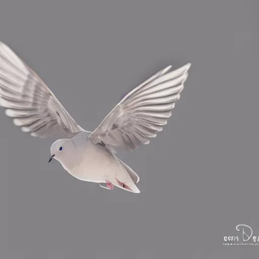 Prompt: high quality studio photography of a dove, solid background - W 960