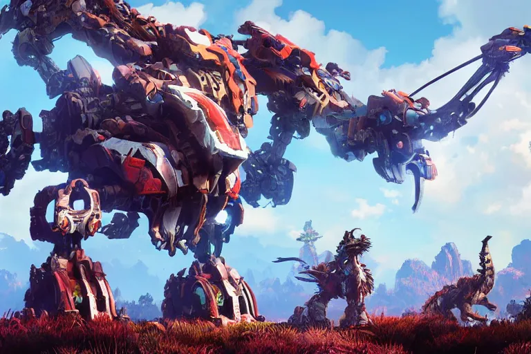 Image similar to clamberjaw machine mecha animal beast robot of horizon forbidden west horizon zero dawn bioluminiscence global illumination ray tracing hdr fanart arstation by sung choi and eric pfeiffer and gabriel garza and casper konefal