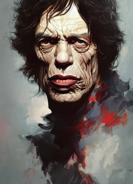 Prompt: Portrait of Mick Jagger, marvel comics, dark, intricate, highly detailed, smooth, artstation, digital illustration by Ruan Jia and Mandy Jurgens and Artgerm and Wayne Barlowe and Greg Rutkowski and Frank Frazetta