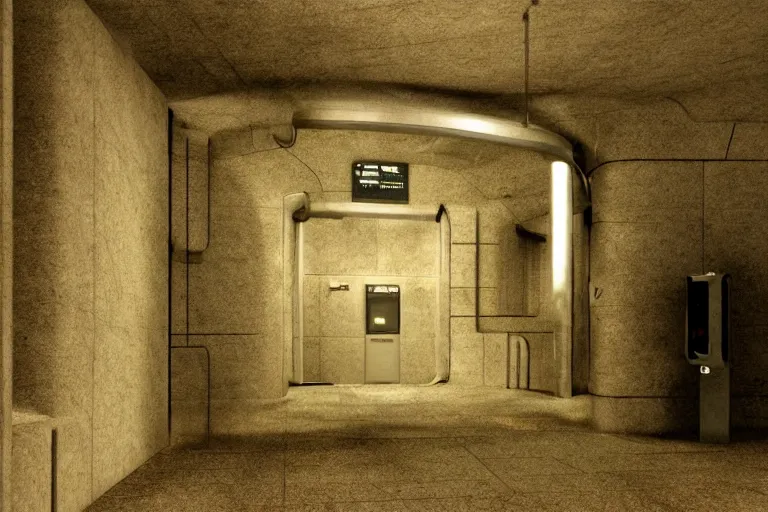 Prompt: underground lab entrance, sci-fi, ancy, futuristic, technology, realistic, 80k, 8mm, Grainy, Panavision