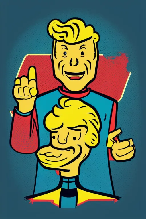 Image similar to fallout 7 6 retro futurist illustration art by butcher billy, sticker, colorful, illustration, highly detailed, simple, smooth and clean vector curves, no jagged lines, vector art, smooth andy warhol style