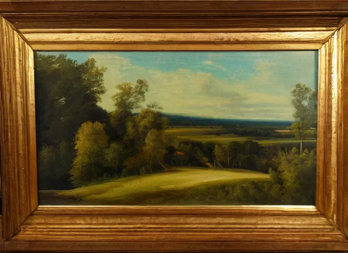 Image similar to Realistic Michigan Oil painting of a Michigan Landscape In the style of The old masters