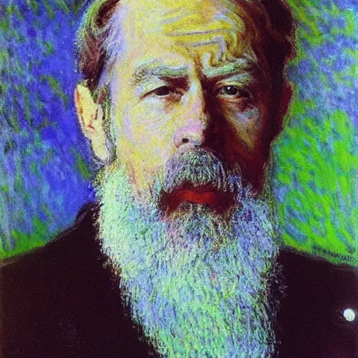 Prompt: portrait of vaclav havel by claude monet