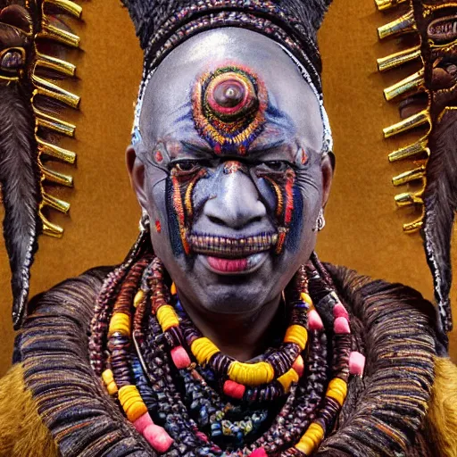 Prompt: UHD hyperrealistic impressive photo of Klaus Schwab dressed as a voodoo priest, wearing authentic attire, correct face, accurate face, intricate details, ornate attire, intricate voodoo makeup, by Ayami Kojima, Amano, Karol Bak, Greg Hildebrandt, and Mark Brooks, by Antonio Caparo and Ferdinand Knab and Greg Rutkowski UHD photorealistic trending on artstation