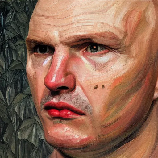 Image similar to high quality high detail painting by lucian freud, hd, billy corgan