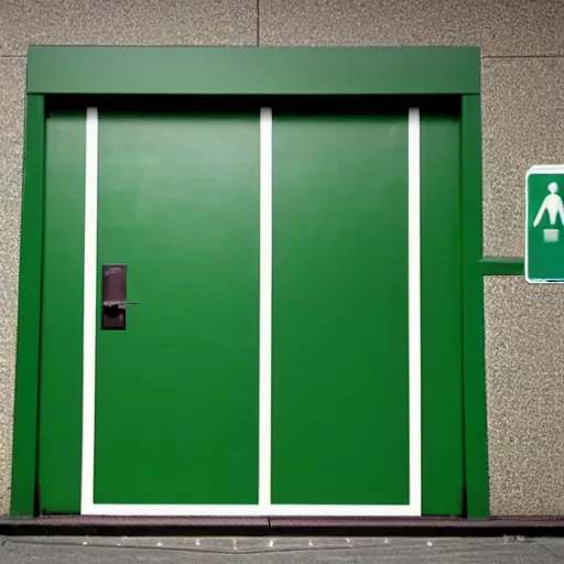 Image similar to a door with a hazardous green glow behind it. there is a sign above the door saying, caution do not enter