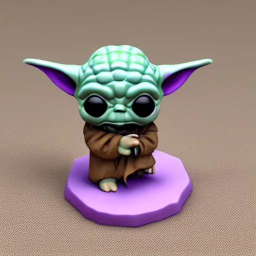 Prompt: isometric cute baby yoda funko pop