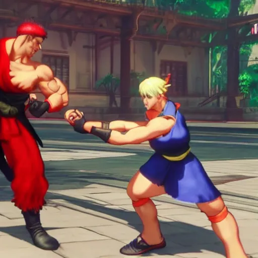 Prompt: cami fighting cami in street fighter v