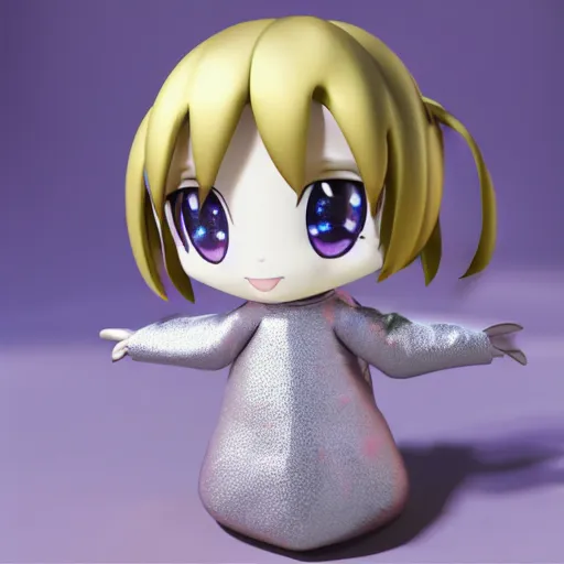 Prompt: cute fumo plush of a metallic reflective girl, global illumination reflectance probe, ssao, sparkling glossy finish, chibi anime, vray