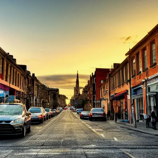 Image similar to beautiful photograph of a street during a golden hour