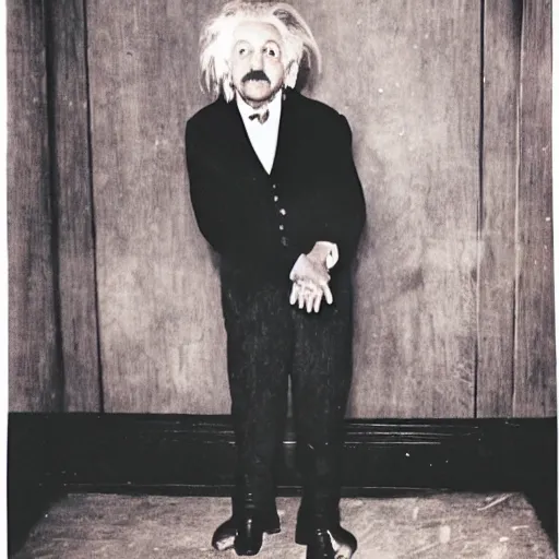 Image similar to color photograph of Albert Einstein DJ at a nightclub