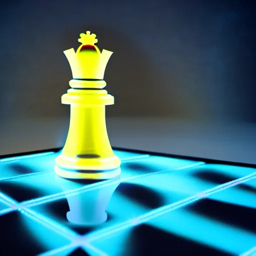 Image similar to tron photo of a queen chess piece made of plasma lights, Puddles, high point of view, smooth 3D Illustration, Cinematic Matte Painting, soft render, volumetric lighting