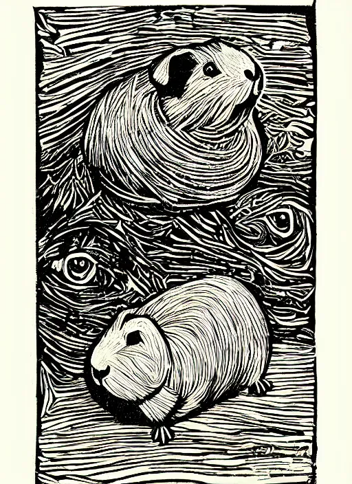 Image similar to guinea pig woodcut print by Samuel Jessurun de Mesquita