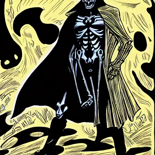 Image similar to a skeleton in black cloak by Alan Davis