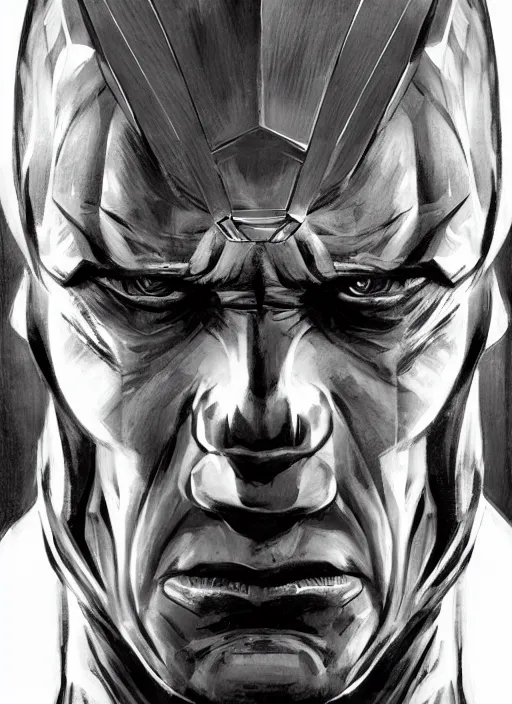Prompt: magneto, illustration, sharp focus, highly detailed, vertical portrait, concept art, smooth, dramatic lighting, facing forward, face in focus, in the style of Jim Lee