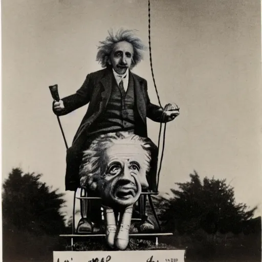 Prompt: albert einstein riding on a rocket through the evening sky