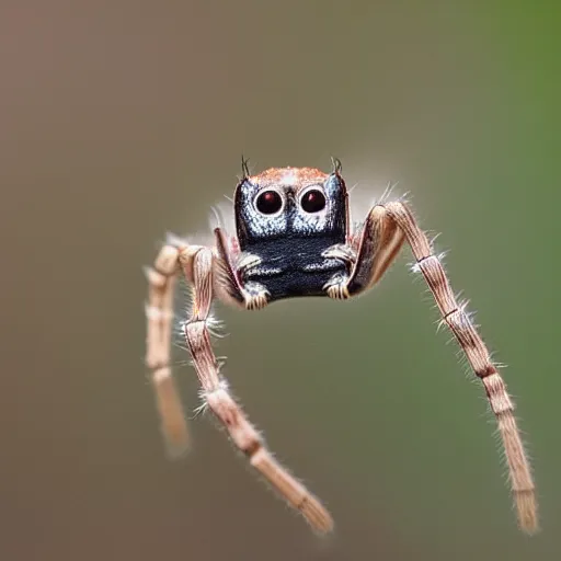 Prompt: a flatuent spider looking surprised