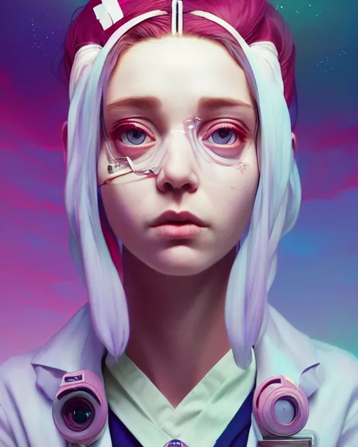 Prompt: highly detailed surreal vfx portrait of a candypunk nurse, stephen bliss, unreal engine, greg rutkowski, loish, rhads, beeple, makoto shinkai and lois van baarle, ilya kuvshinov, rossdraws, tom bagshaw, alphonse mucha, global illumination, detailed and intricate environment