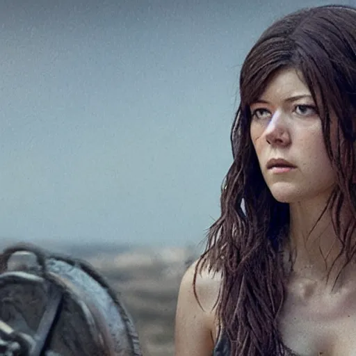 Prompt: mary elizabeth winstead as a warrior in a dystopian future