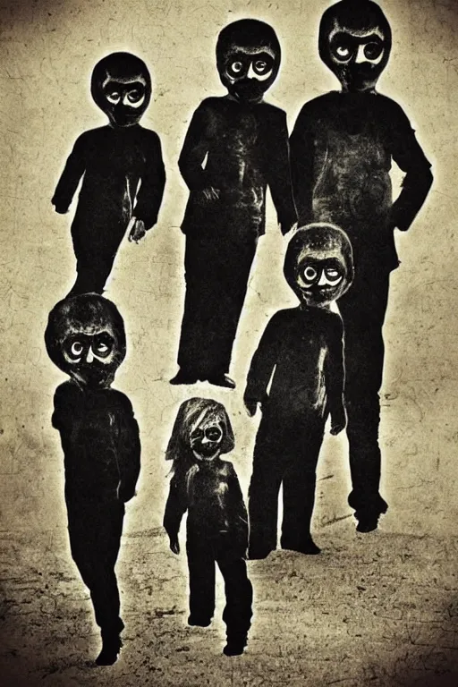 Prompt: black eyed kids, creepy