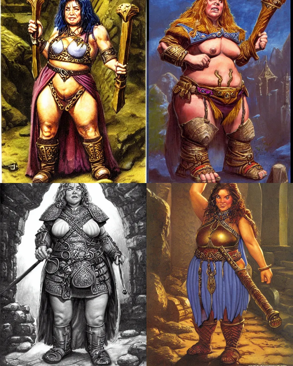 Prompt: female dwarven noblewoman, plump short stature, by jeff easley