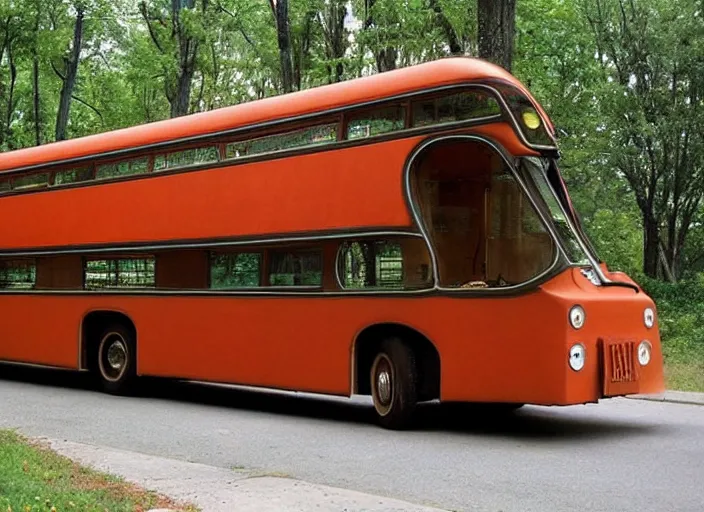 Image similar to a bus designed by frank lloyd wright