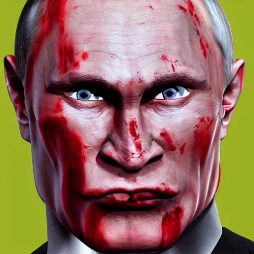 Prompt: Putin as a bloody orc, photorealistic, 4k