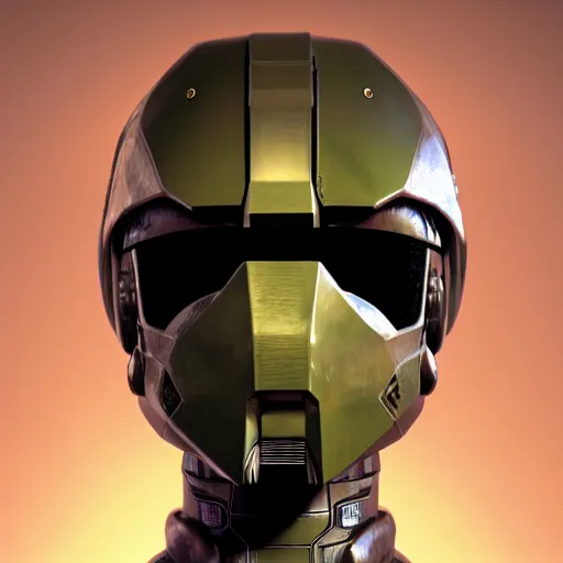 Image similar to sci-fi, helmet design, halo, duke-nuken, science-fiction, robot head, octane-render, cgi, blender, cinema-4d, maya, cgi, redshift