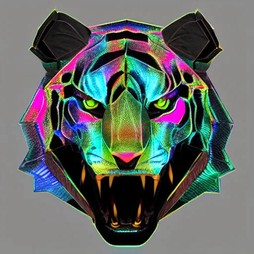 Prompt: prismatic polygon crystal tiger, high quality detailed 3s render, artstation
