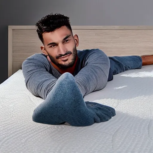 Prompt: giorgio mastrota on a mattress