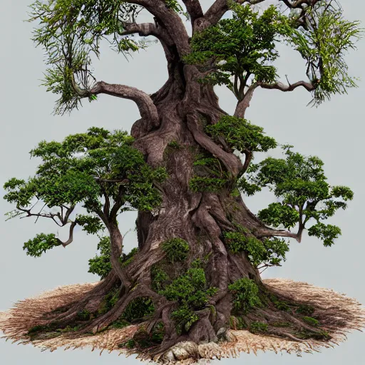 Prompt: yggdrasil supperrealistic, artstation display full tree, make tree slightly smaller
