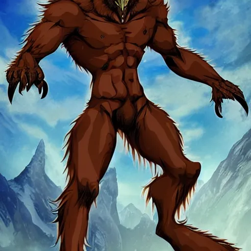 Image similar to half - human, half - wolf, gauru form uratha are generally 8 to 9 feet tall and much heavier and stronger than any human. in this form a werewolf's blood - rage rises to the surface and is much harder to control.