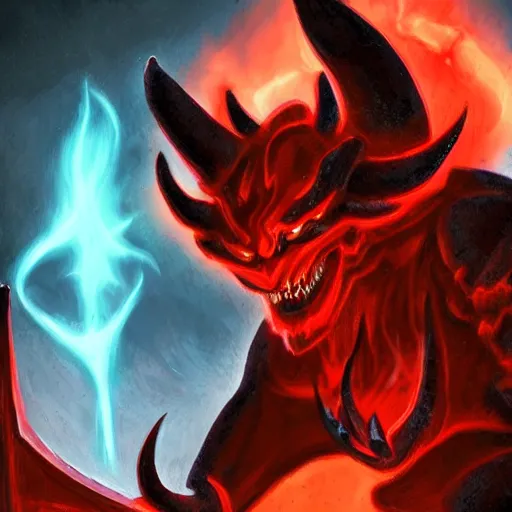 Prompt: a magma laden demon with horns