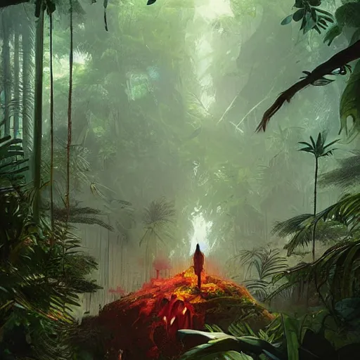 Prompt: jungle by greg rutkowski, lsd hallucination