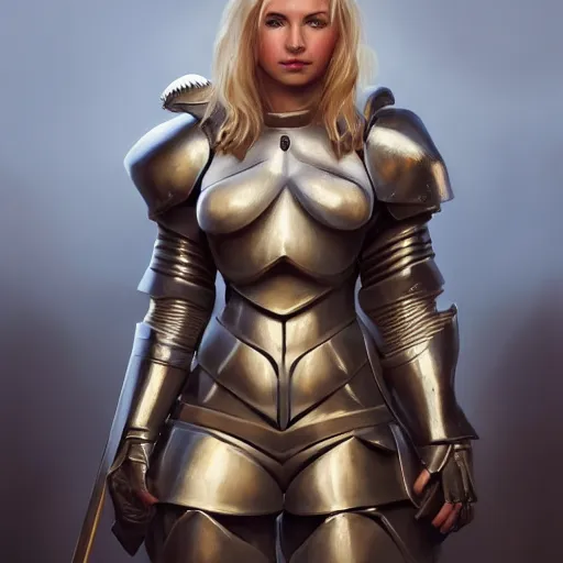 Image similar to a painting of a blonde female wearing knight's armor tied up, full view, popular on artstation, artstationhd, artstationhq 8 k, volumetric lighting, trending on artstation, artstationhd, artstationhq, ultra detailed, detailed face, by artgerm and james gurney, greg rutkowski