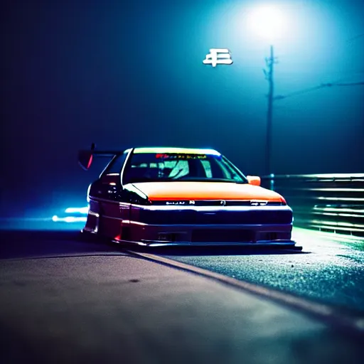 Image similar to a car JZX100 turbo drift at illegal car meet, Gunma prefecture, city midnight mist lights, cinematic color, photorealistic, highly detailed wheels, 200MM