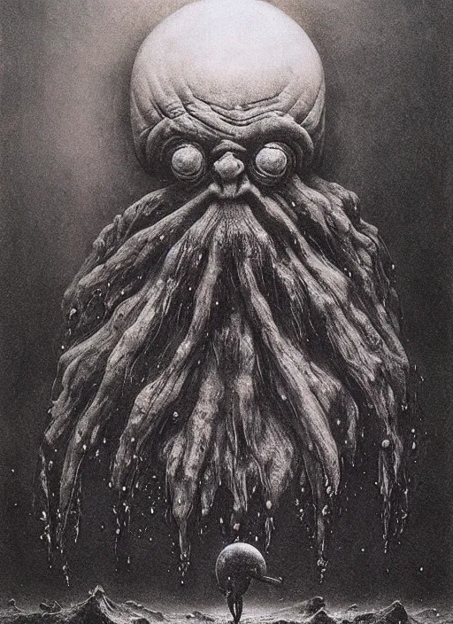 Prompt: santa claus, beksinski, eldritch, apocalypse, creepy creature, horror spooky