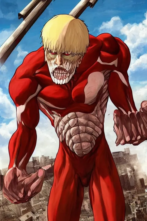 prompthunt: “ donald trump as an ugly titan, attack on titan