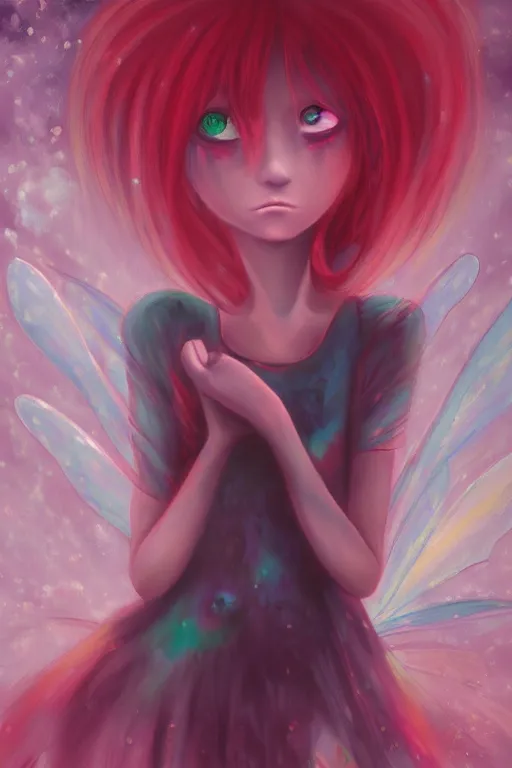Prompt: an infinitely detailed oil painting of a beautiful fairy by kuraya emi yume nikki inspired | atmospheric