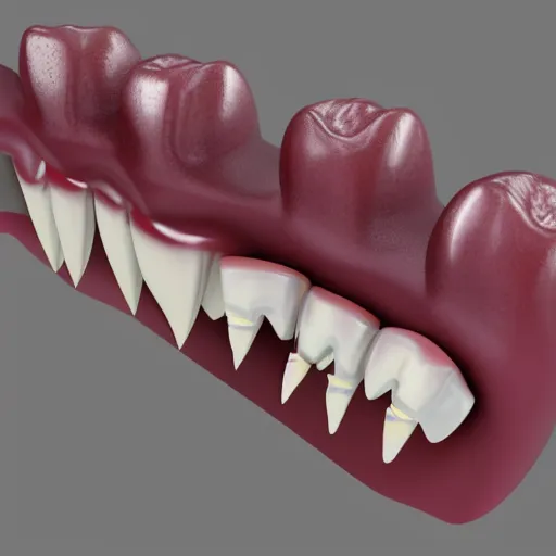 Image similar to poorly rendered 3 d set of teeth