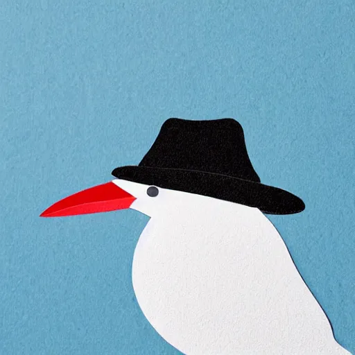 Image similar to a bird with a hat, white background