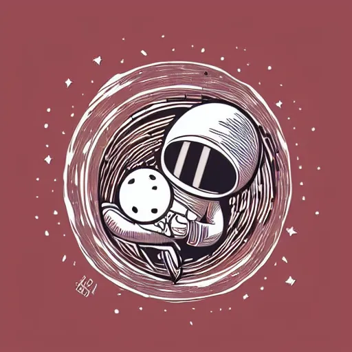 Image similar to mcbess illustration of an astronaut drifting in space staring at the earth