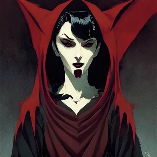 Image similar to beautiful vampire witch, evil, cinematic, dramatic, powerful, super detailed and intricate, by koson ohara, by darwyn cooke, by greg rutkowski, by satoshi kon