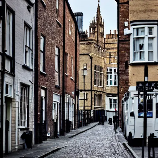 Prompt: street of a british city