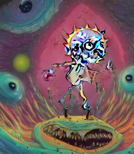 Prompt: Cosmic mess by Alex Pardee and Nekro and Petros Afshar, James McDermott (rick and Morty style) unstirred paint, vivid color, cgsociety 4K