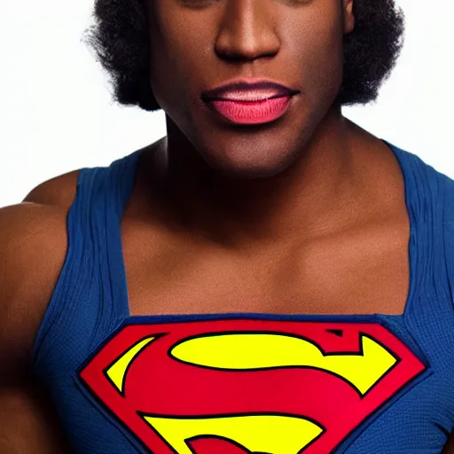 Image similar to portrait of gay black superman